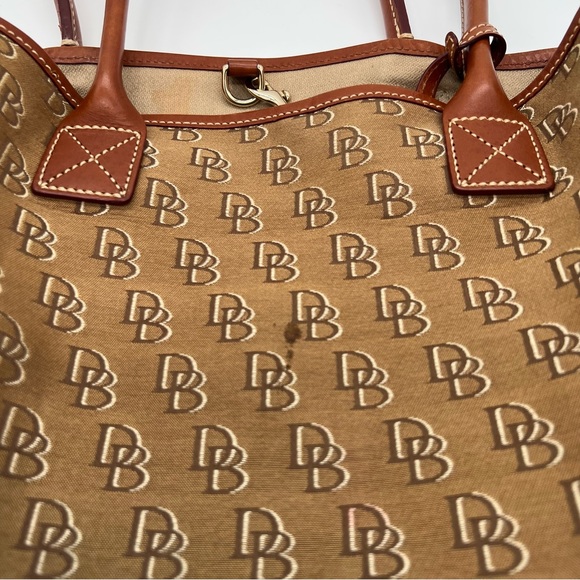 Dooney & Bourke Signature Monogram Canvas and Leather Shoulder Tote Bag - Picture 3 of 13